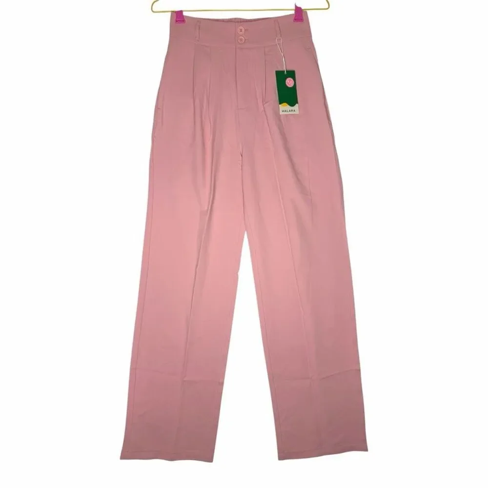 NEW Halara Women’s High Waisted Wide Leg Trouser Pants Pink XS Tall